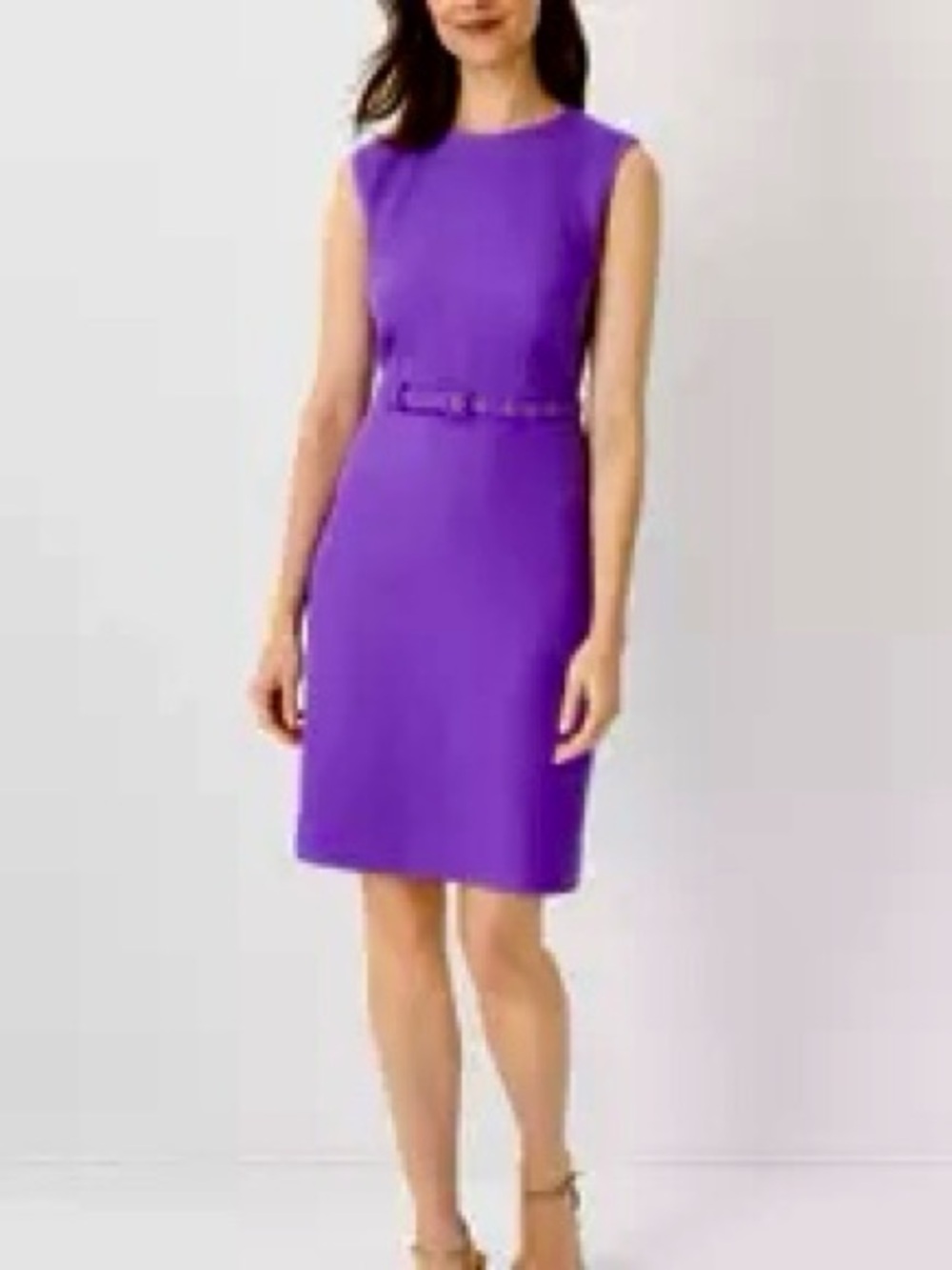 Ann Taylor Lilac Purple Sleeveless Belted Sheath Dress